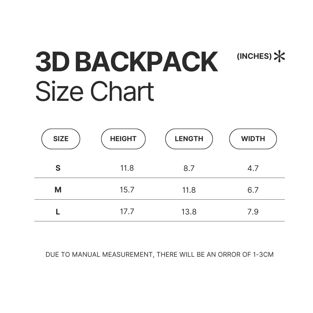 3D Backpack Size Chart - Badtz-Maru Store