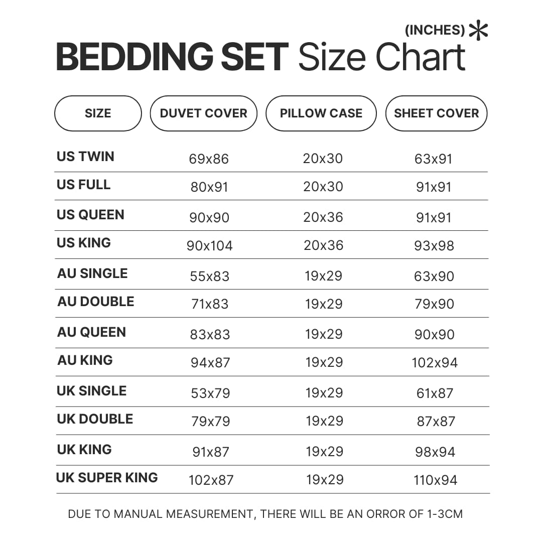 Beding Set Size Chart - Badtz-Maru Store