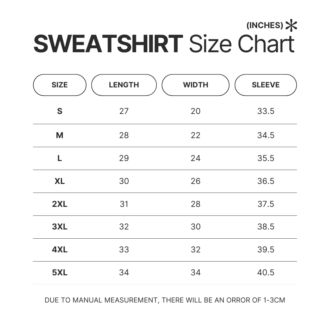Sweatshirt Size Chart - Badtz-Maru Store