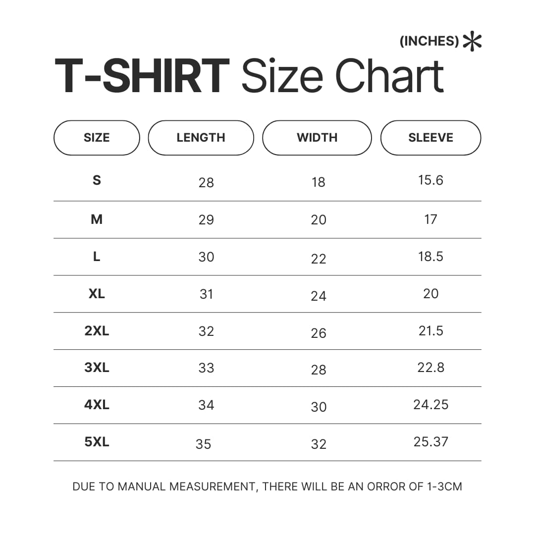 T shirt Size Chart - Badtz-Maru Store