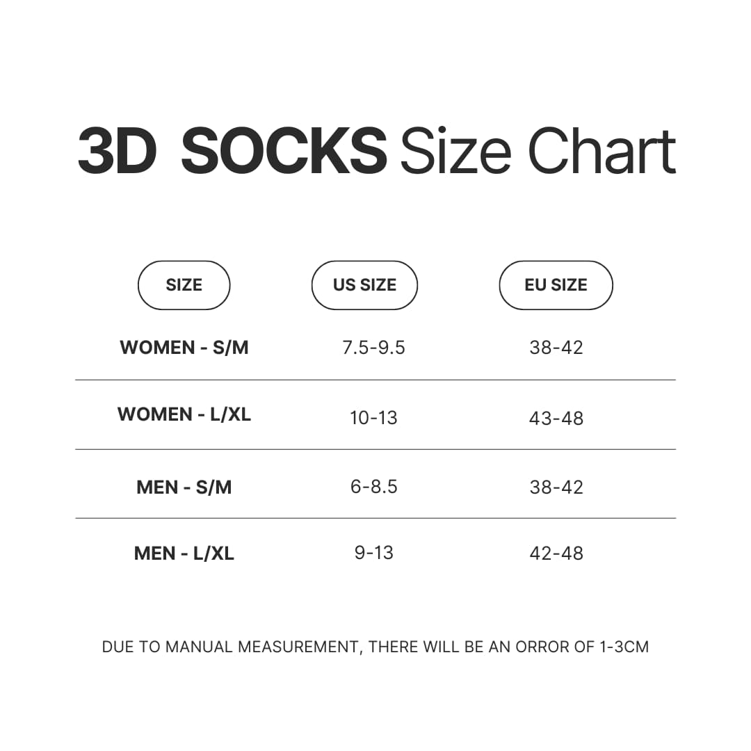 3D Socks Size Chart - Badtz-Maru Store